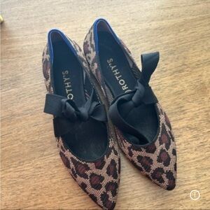 Rothy's Brown Leopard Flats with Black Bow